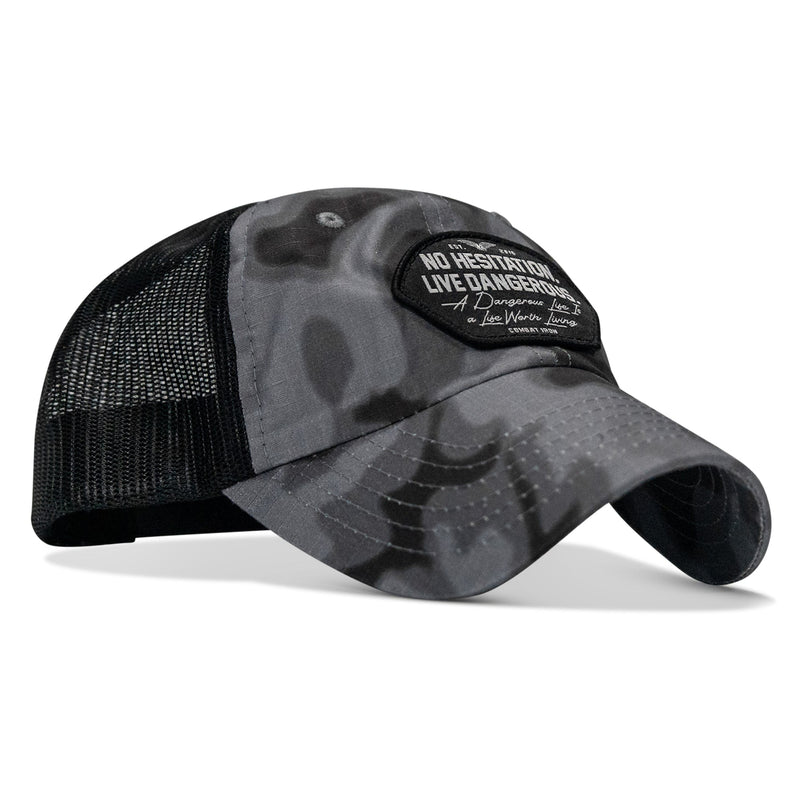 Load image into Gallery viewer, No Hesitation. Live Dangerous Patch Tactical Ripstop Mesh Snapback Hat