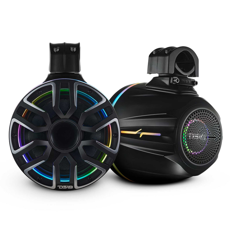 Load image into Gallery viewer, 8” Marine Short Tower Speaker With Neodymium Magnet, Kevlar Cone, Compression Driver And Digital LED Lights | 200W RMS 4-Ohm