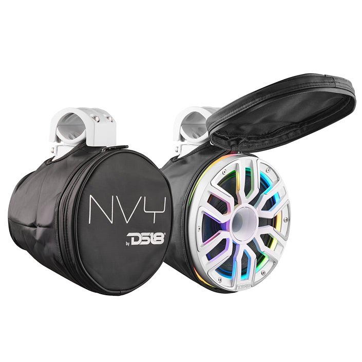 Load image into Gallery viewer, 8” Marine Short Tower Speaker With Neodymium Magnet, Kevlar Cone, Compression Driver And Digital LED Lights | 200W RMS 4-Ohm
