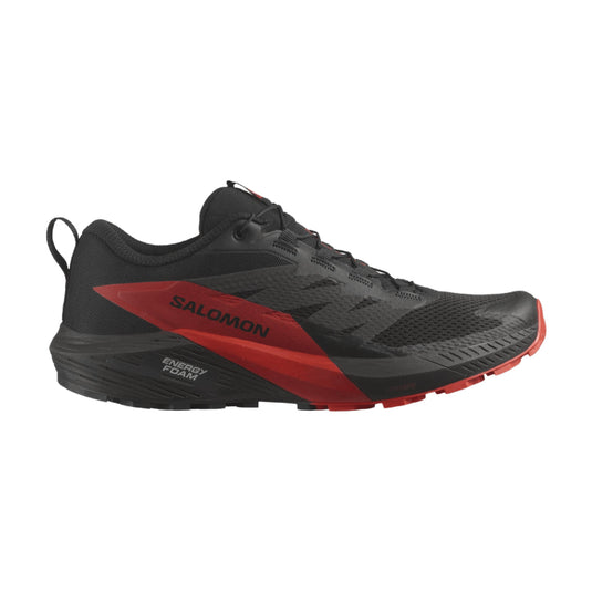 Men's Salomon Sense Ride 5, Black/Fiery Red/Black, 8.5 D Medium - Skoutley Outdoors LLC