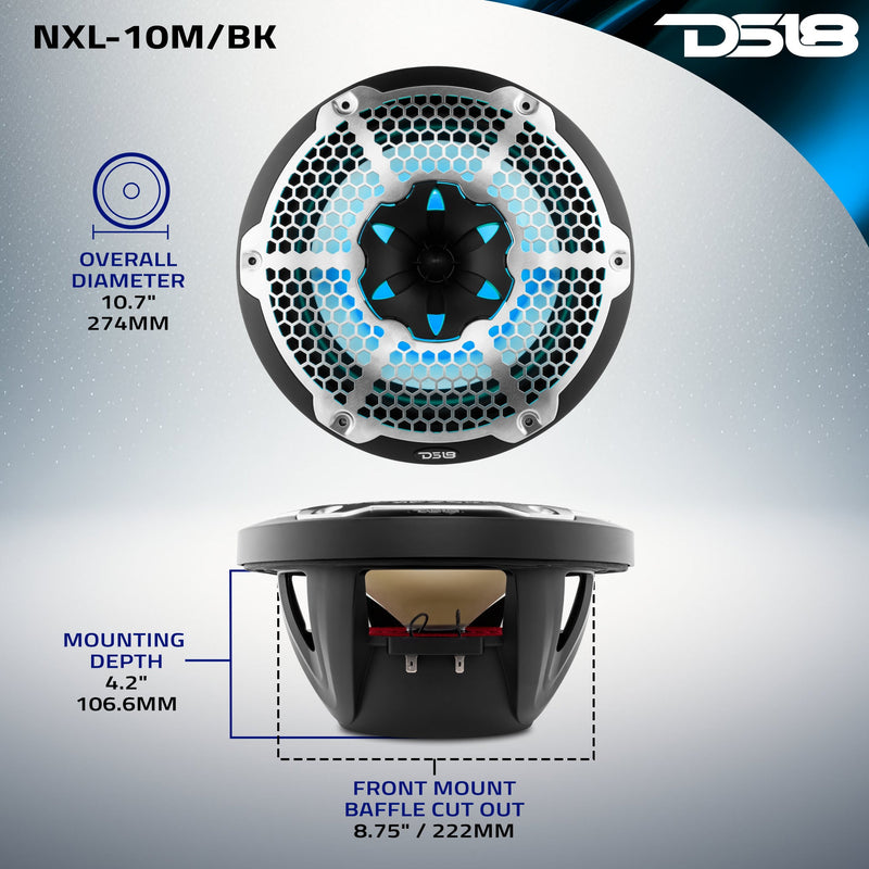 Load image into Gallery viewer, NXL 10" 2-Way Coaxial Marine Speaker With LED RGB Lights 200 Watts Rms 4-Ohm