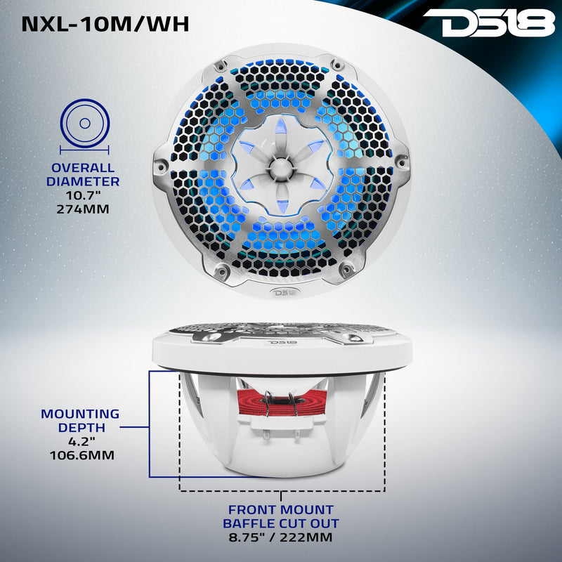 Load image into Gallery viewer, NXL 10" 2-Way Coaxial Marine Speaker with RGB LED Lights 200 Watts Rms 4-Ohm