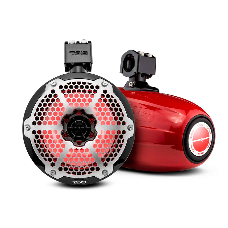 Load image into Gallery viewer, NXL 8" Neodymium Marine and Powersports Towers with Built-in Passive Radiator, 1" Driver and LED RGB Lights 180 Watts Rms -Red