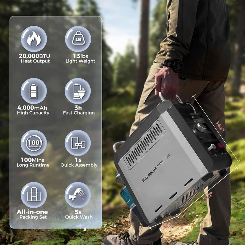 Load image into Gallery viewer, Camplux Nano 3 Max Portable Propane Hot Water System