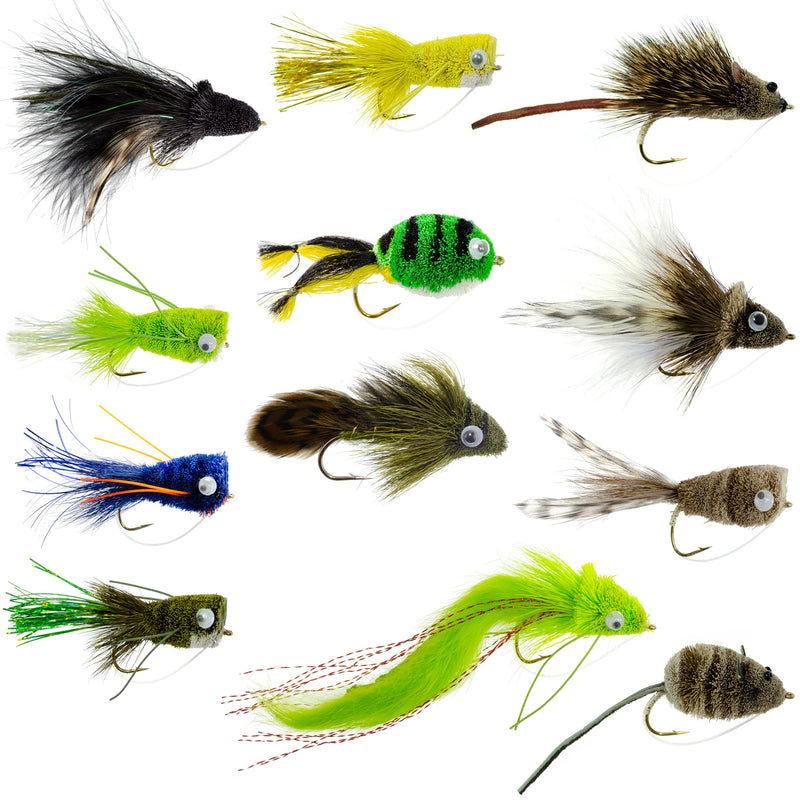 Load image into Gallery viewer, Bass Bug Collection -12 Spun Hair Bass Flies - Hook Sizes 2,4, 6 And 8