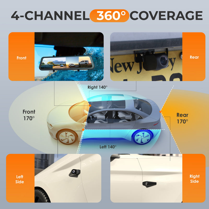 Load image into Gallery viewer, REXING M2-4 4-Channel Mirror Dash Cam, 12” Touch Screen, 1080p with GPS