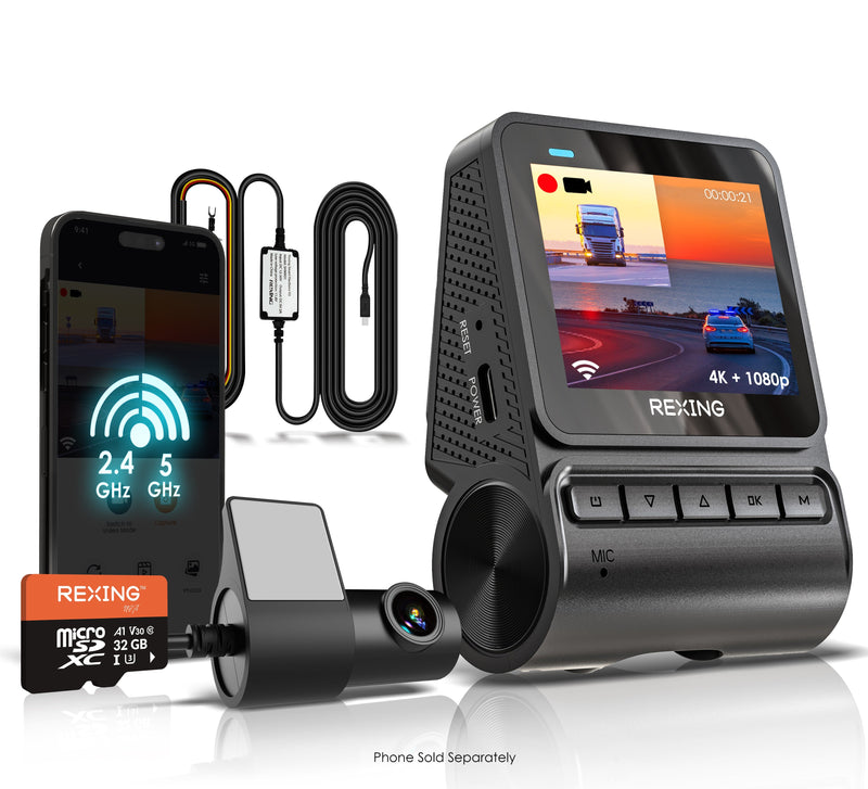 Load image into Gallery viewer, Rexing - V1P Flex X4 4K WiFi Dual Dash Cam - Black