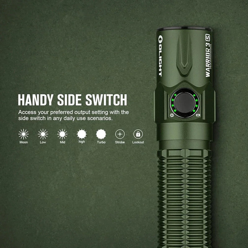 Load image into Gallery viewer, OLIGHT WARRIOR3SODG Warrior 3S High Beam Tactical Flashlight - OD Green