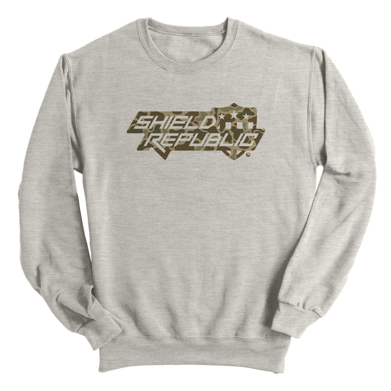 Load image into Gallery viewer, Shield Republic Duck Camo Stacked Logo (Front)