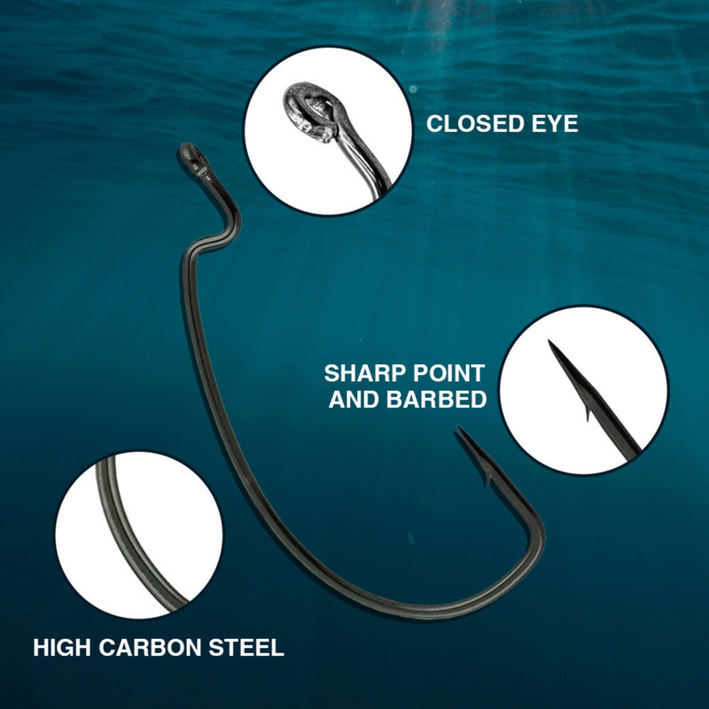 Load image into Gallery viewer, Reaction Tackle Offset EWG Worm Hooks (25-Pack)