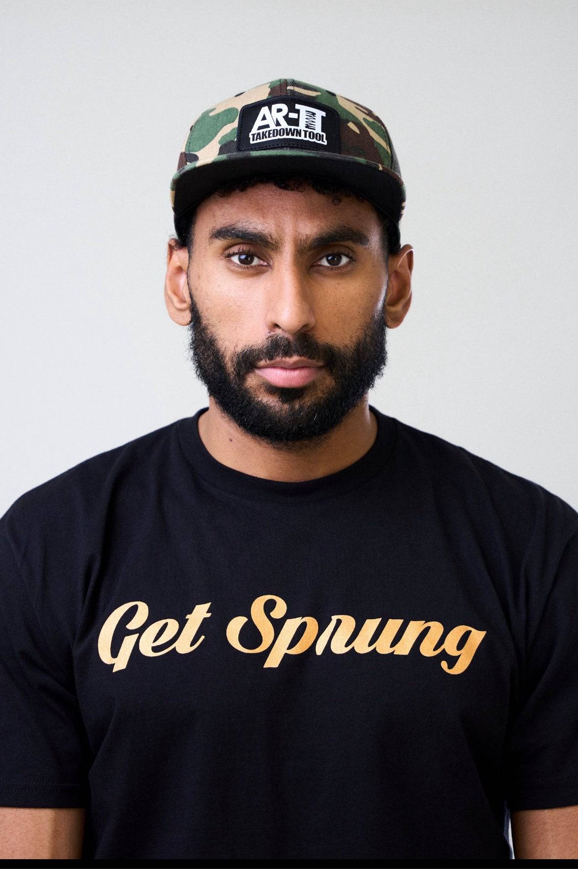 The GET SPRUNG Original on Black unisex T-shirt recycle cotton XS-XXL