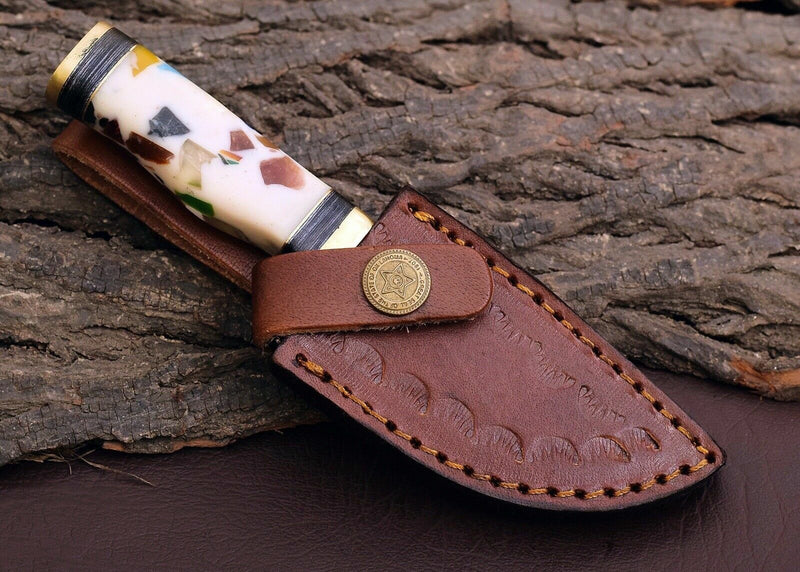 Load image into Gallery viewer, Custom Handmade Damascus Steel Outdoor Knife – 3" Blade