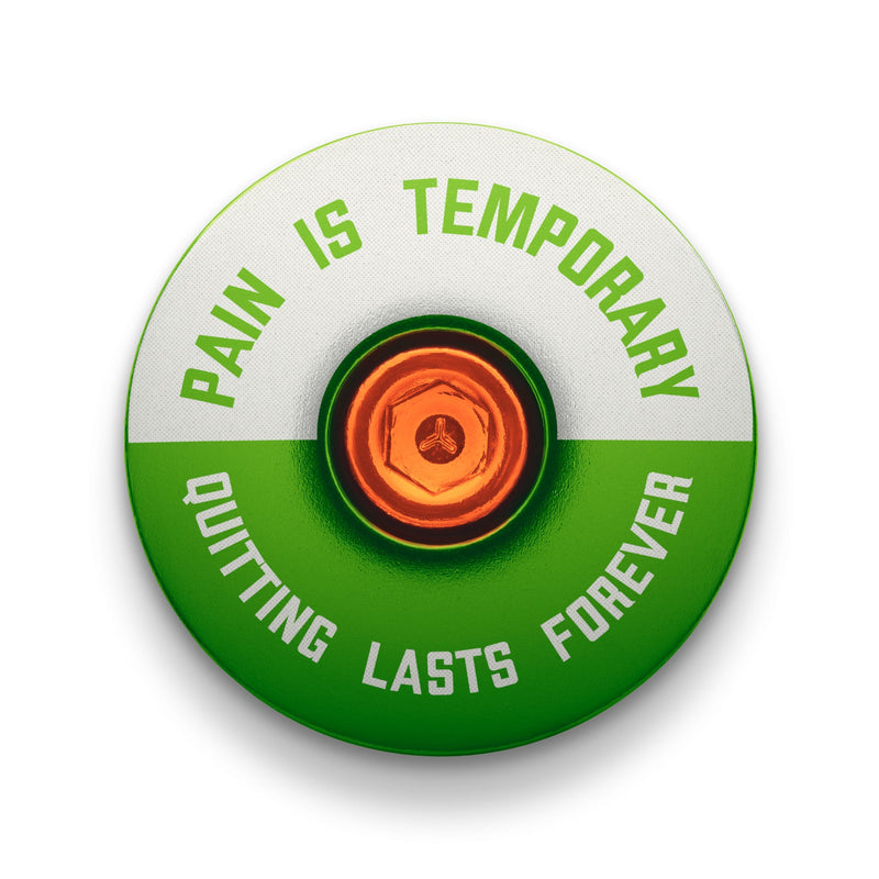 Load image into Gallery viewer, Pain is Temporary - Quitting Lasts Forever Bicycle Headset Cap