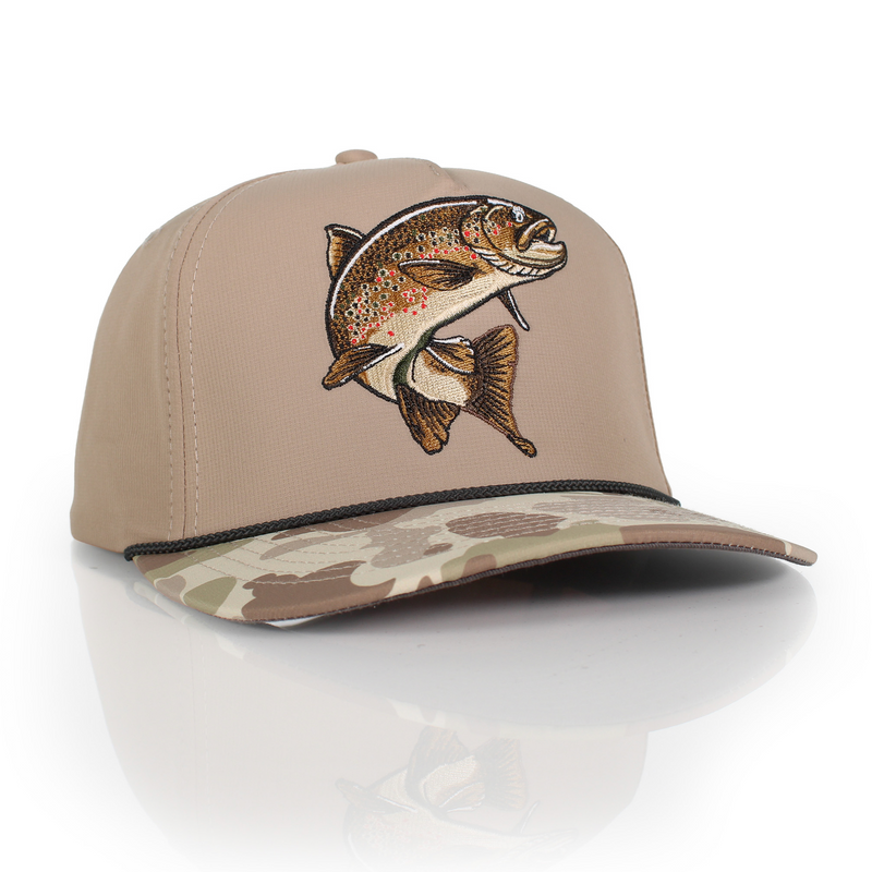 Load image into Gallery viewer, Brown Trout 5-Panel Fly Fishing Rope Cap
