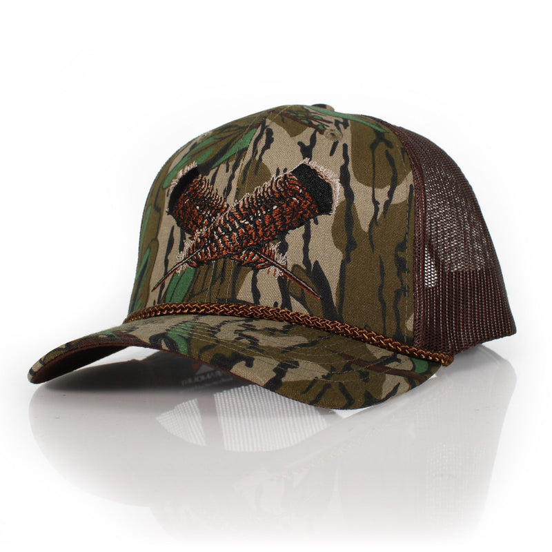 Load image into Gallery viewer, Mossy Oak Bottomland Turkey Feather Meshback Cap