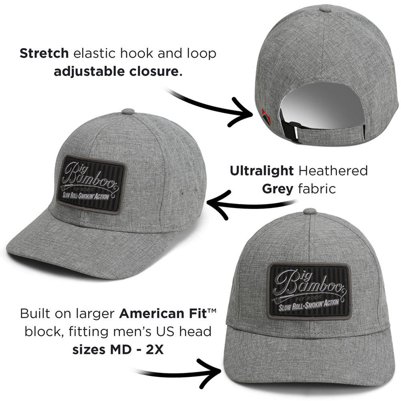 Load image into Gallery viewer, Big Bamboo Fly Rod Heathered 6-Panel Fly Fishing Patch Cap