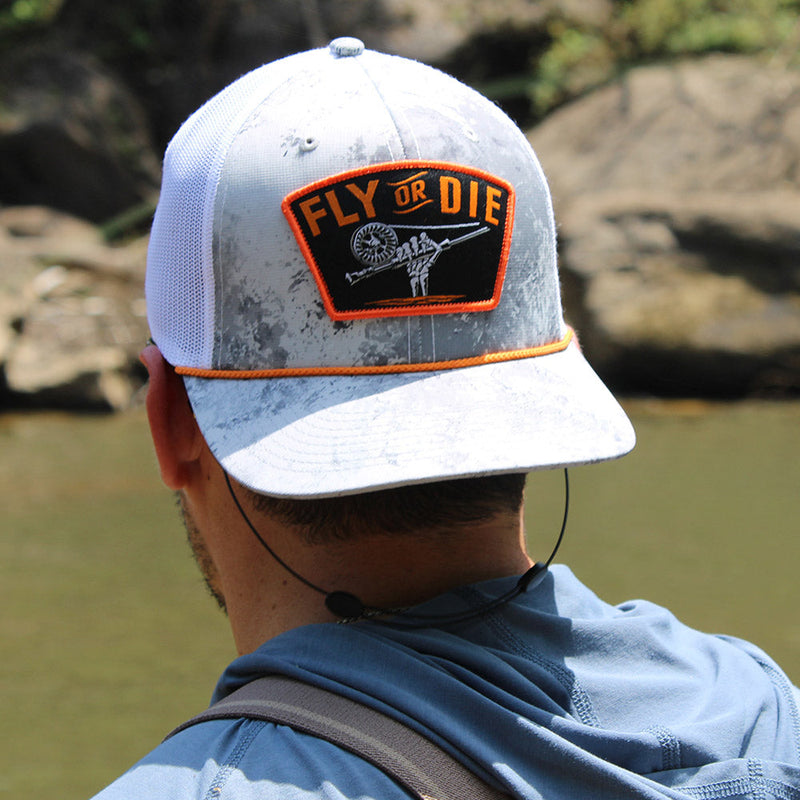 Load image into Gallery viewer, Fly or Die Hat Fly Fishing Mesh Back Rope Cap