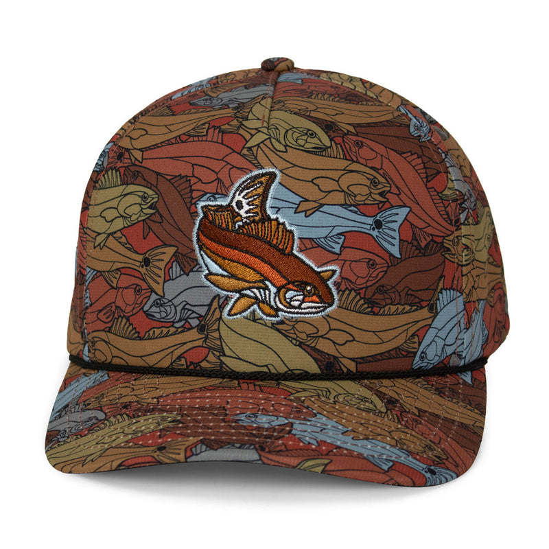 Load image into Gallery viewer, Redfish Stained Glass 5-Panel Trucker Rope Cap