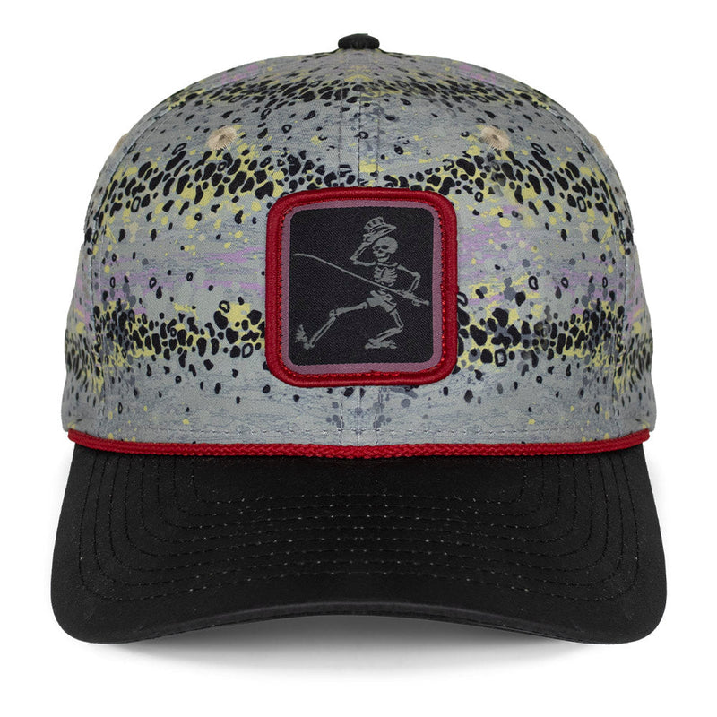 Load image into Gallery viewer, Dancing Skeletons Rainbow Trout 6-Panel Rope Cap