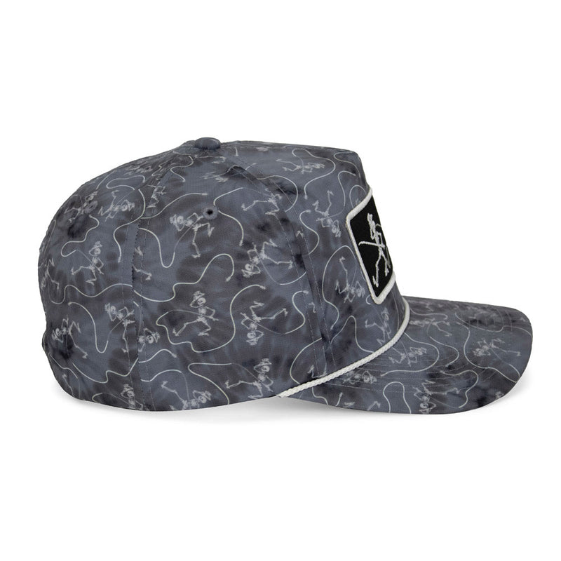 Load image into Gallery viewer, Dancing Skeletons Fly Fishing Trucker Tie Dye Rope Cap