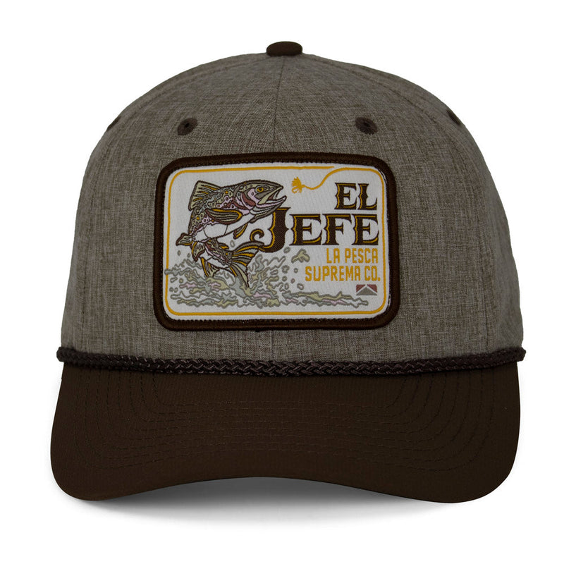 Load image into Gallery viewer, El Jefe Supremo Fishing 6-Panel Meshback Rope Cap