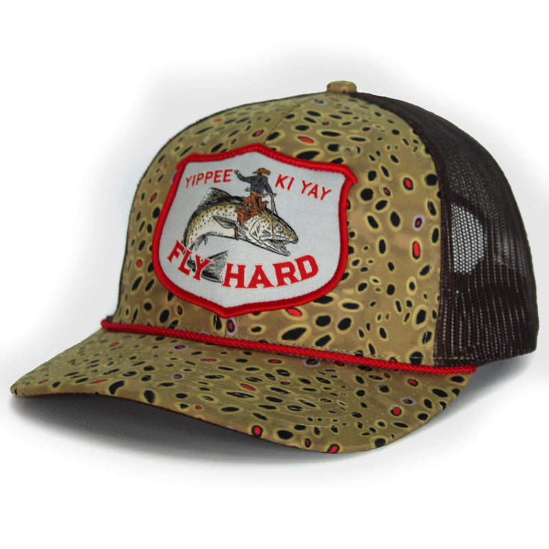 Load image into Gallery viewer, YIPPY KI YAY Fish Rodeo 6-Panel Meshback Rope Cap