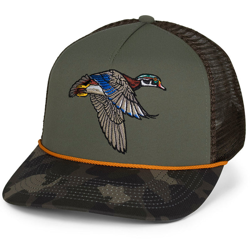 Load image into Gallery viewer, Flying Wood Duck 5-Panel Trucker Hat
