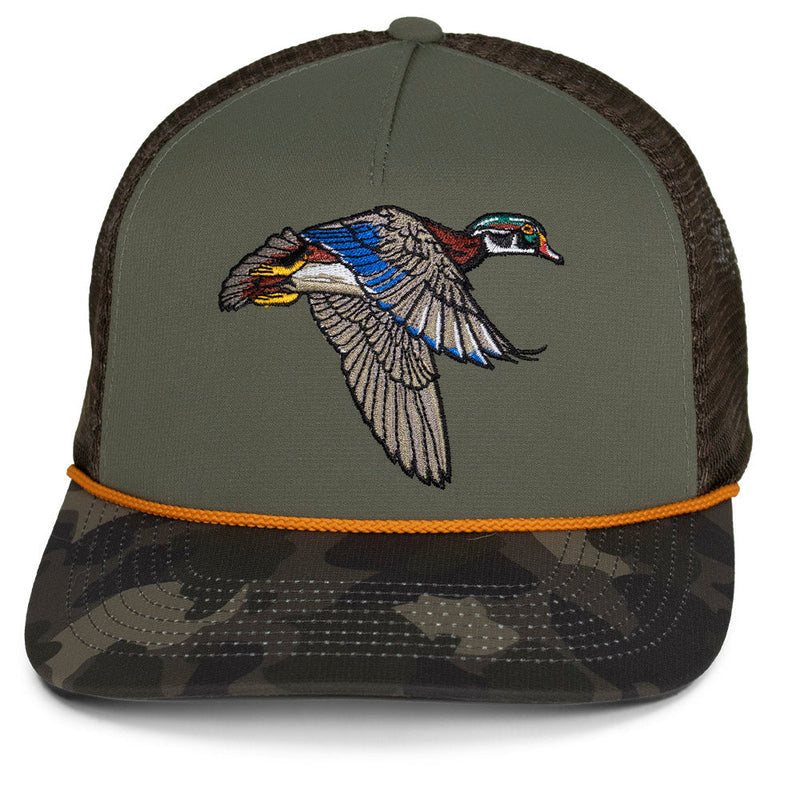 Load image into Gallery viewer, Flying Wood Duck 5-Panel Trucker Hat