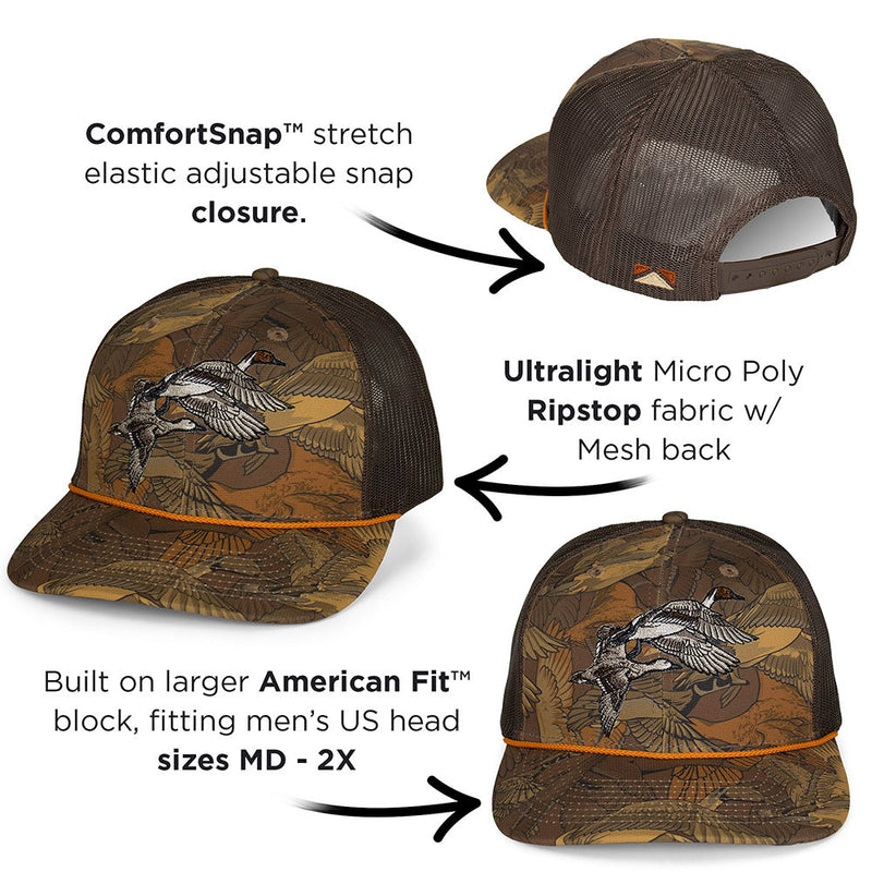Load image into Gallery viewer, Pintail Pair Duck Hat Waterfowl Print 6-Panel Rope Cap