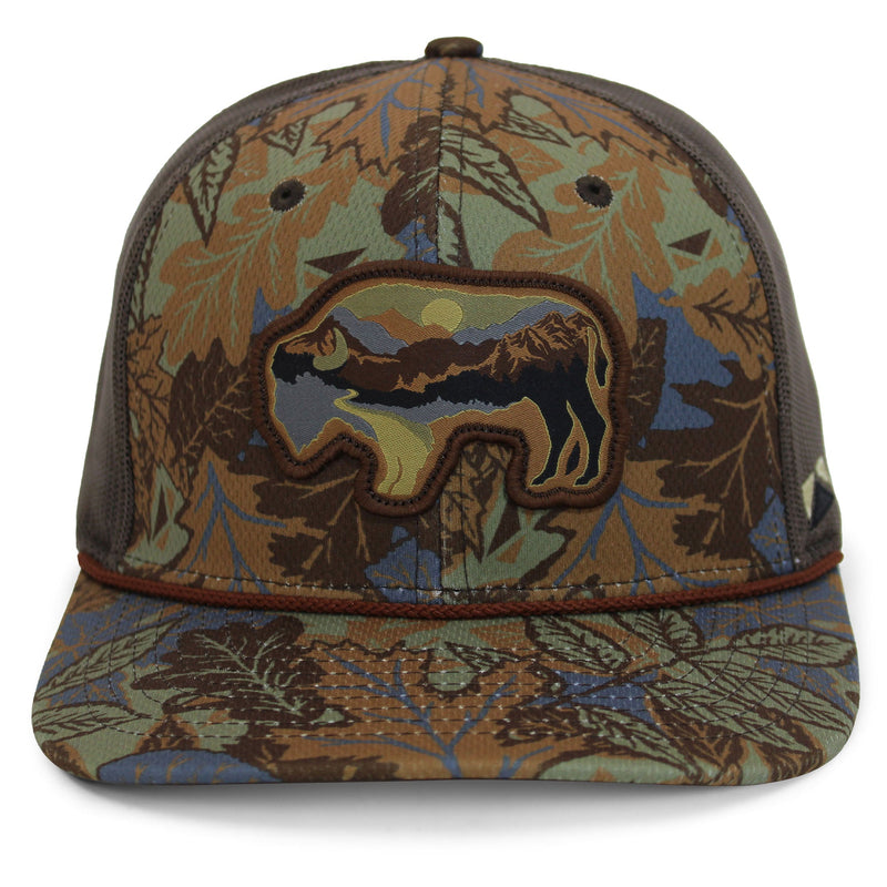 Load image into Gallery viewer, Sunset Bison Buffalo Meshback Rope Cap