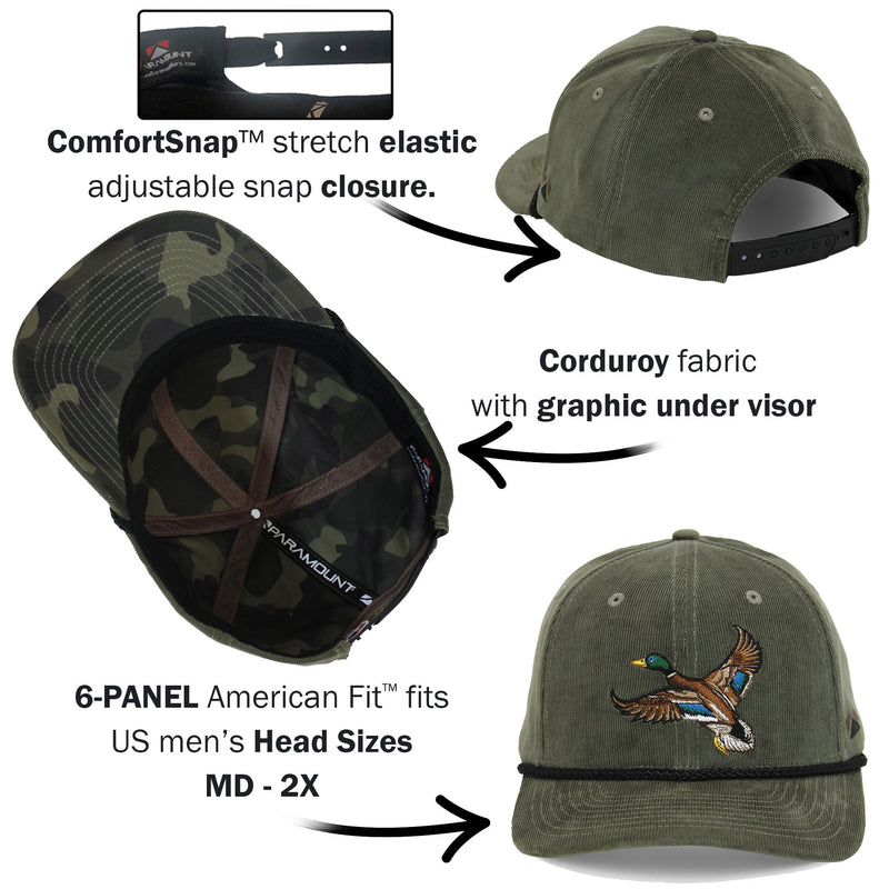 Load image into Gallery viewer, Corduroy Mallard Drake 6-Panel Performance Cap