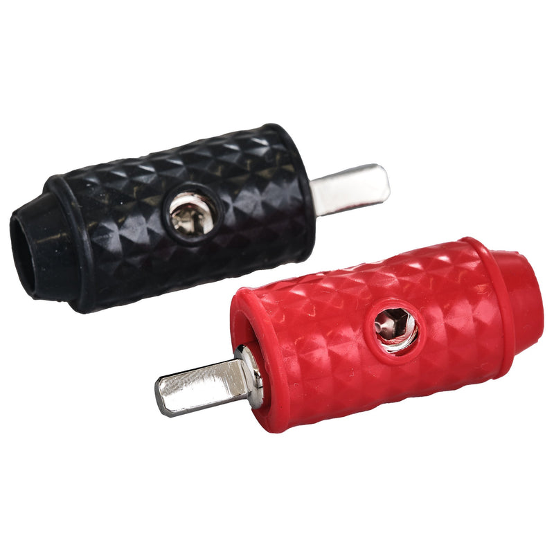 Load image into Gallery viewer, 1/4-GA to 1/8-GA Amp Input Reducers with Offset Stub and Silicone Cover - BLACK/RED