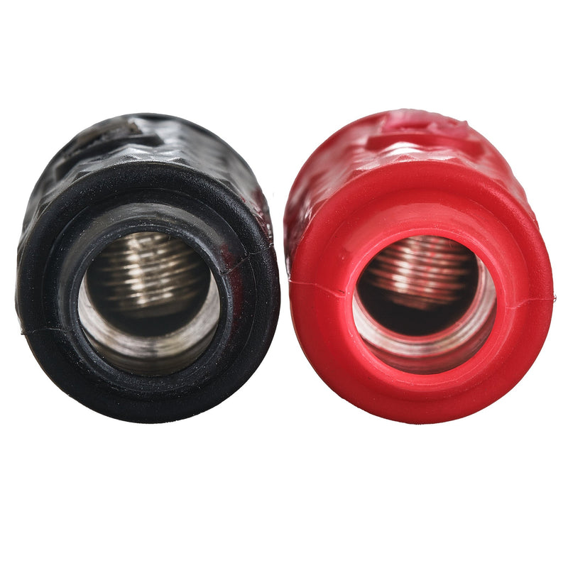 Load image into Gallery viewer, 1/4-GA to 1/8-GA Amp Input Reducers with Offset Stub and Silicone Cover - BLACK/RED