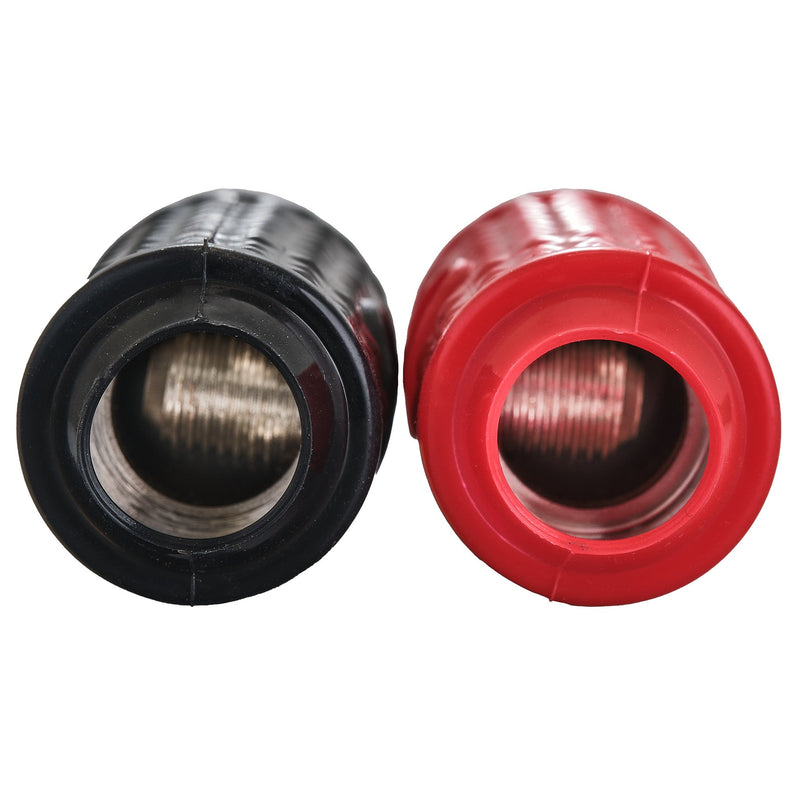 Load image into Gallery viewer, 1/0-GA to 1/4-GA Amp Input Reducers with Offset Stub and Silicone Cover - BLACK/RED