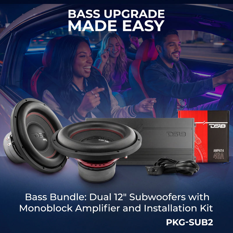 Load image into Gallery viewer, Bass Bundle: Dual 12" Subwoofers with Monoblock Amplifier and Installation Kit