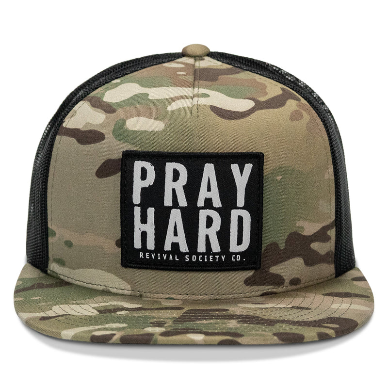 Load image into Gallery viewer, Pray Hard Patch Flatbill Hat