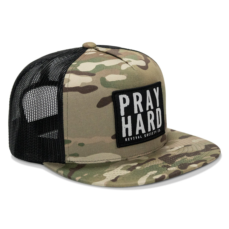 Load image into Gallery viewer, Pray Hard Patch Flatbill Hat