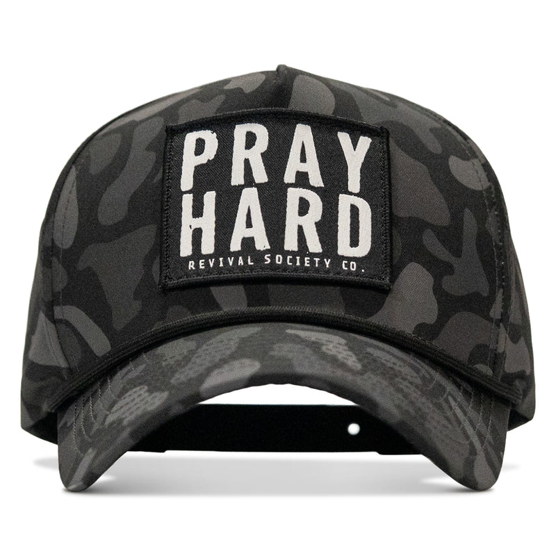 Load image into Gallery viewer, Pray Hard Patch 5 Pannel Rope Snapback