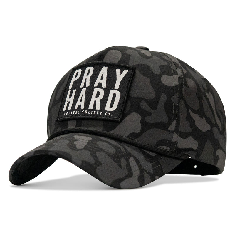 Load image into Gallery viewer, Pray Hard Patch 5 Pannel Rope Snapback
