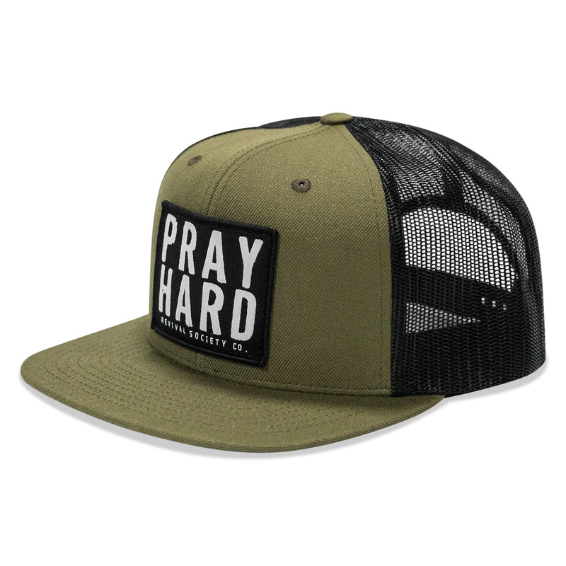 Load image into Gallery viewer, Pray Hard Patch Flatbill Hat