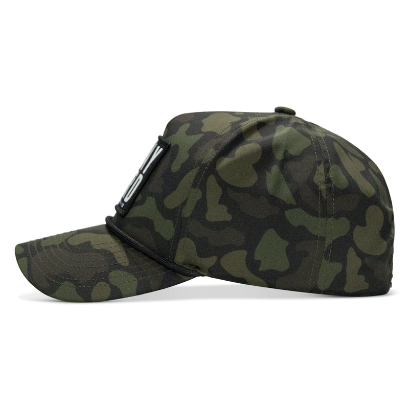 Load image into Gallery viewer, Pray Hard Patch 5 Pannel Rope Snapback