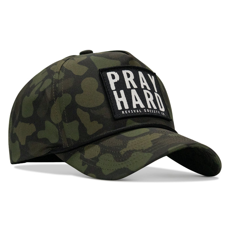 Load image into Gallery viewer, Pray Hard Patch 5 Pannel Rope Snapback