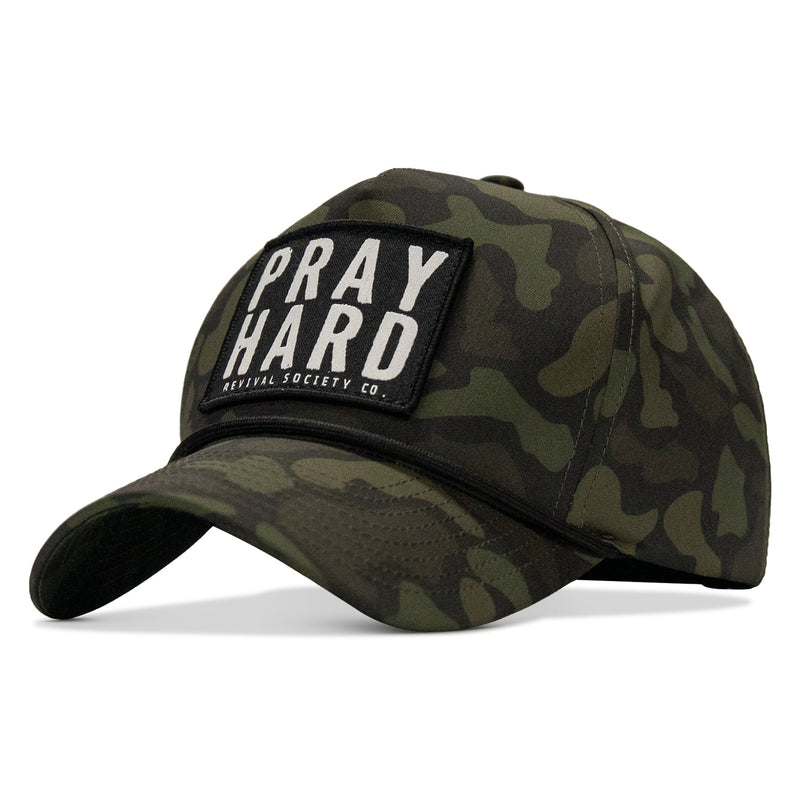 Load image into Gallery viewer, Pray Hard Patch 5 Pannel Rope Snapback