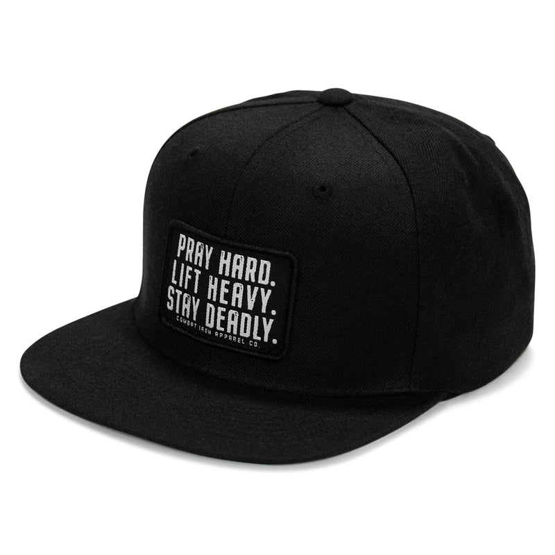 Load image into Gallery viewer, Pray Hard. Lift Heavy. Stay Deadly Patch Flatbill Hat