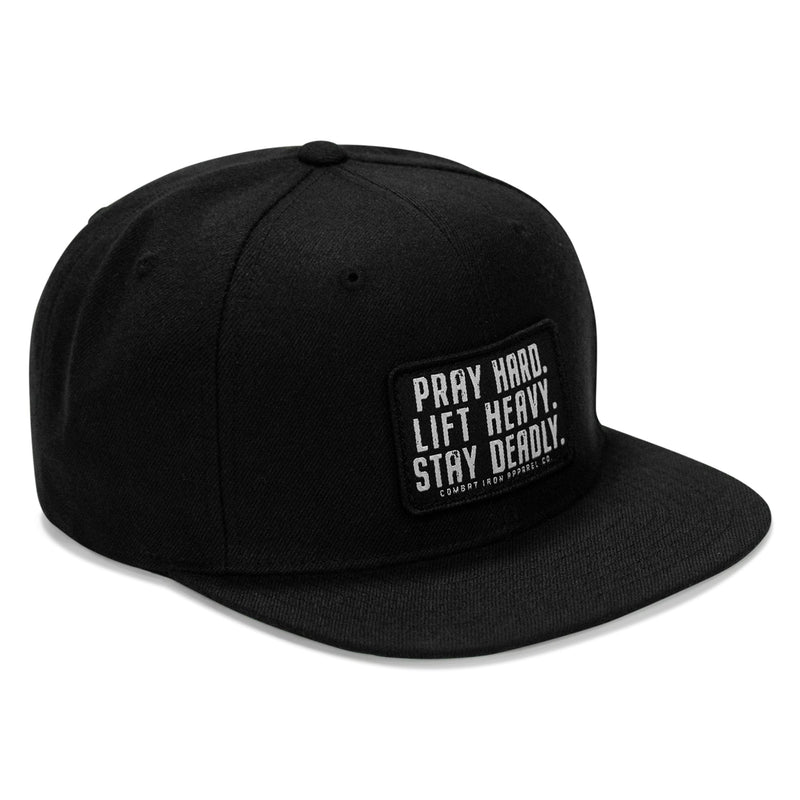 Load image into Gallery viewer, Pray Hard. Lift Heavy. Stay Deadly Patch Flatbill Hat