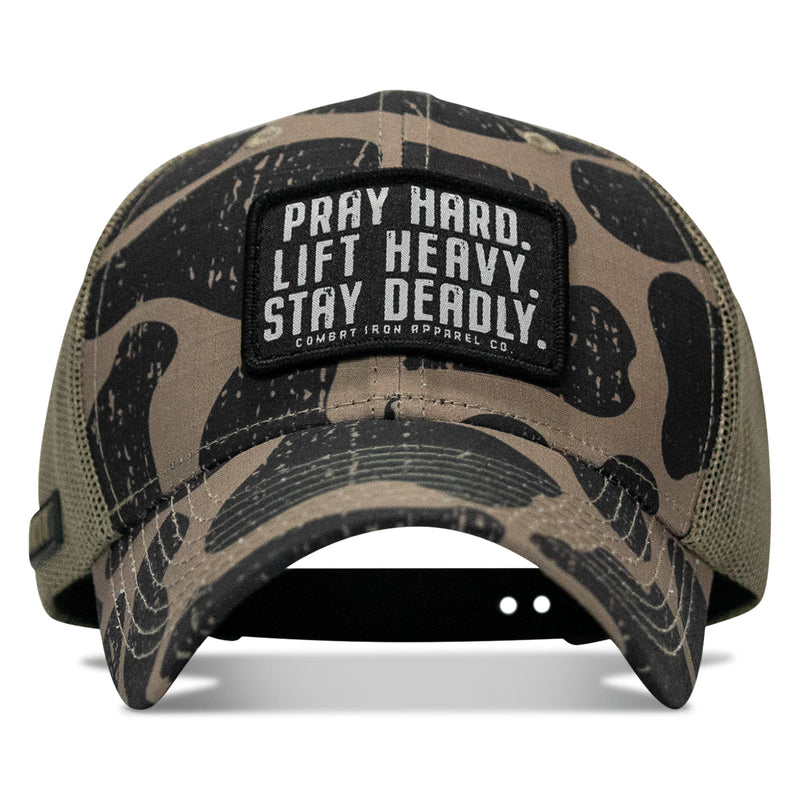Load image into Gallery viewer, Pray Hard. Lift Heavy. Stay Deadly. Patch Original Ripstop Snapback Hat