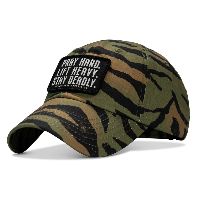 Load image into Gallery viewer, Pray Hard. Lift Heavy. Stay Deadly. Patch Tactical Ripstop Mesh Snapback Hat