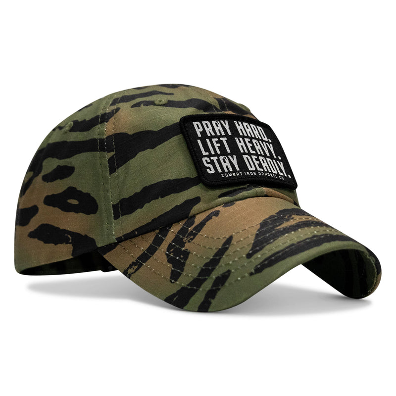 Load image into Gallery viewer, Pray Hard. Lift Heavy. Stay Deadly. Patch Tactical Ripstop Mesh Snapback Hat