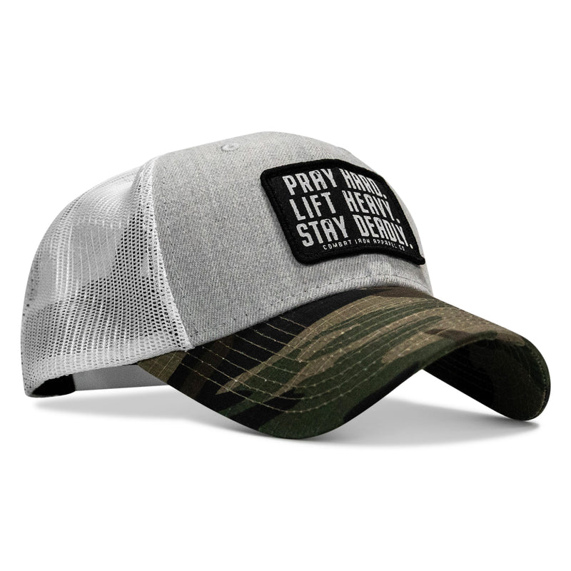Load image into Gallery viewer, Pray Hard. Lift Heavy. Stay Deadly. Patch Snapback