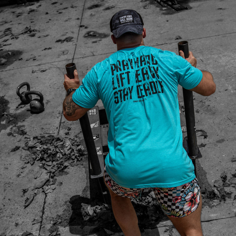 Load image into Gallery viewer, Pray Hard. Lift Heavy. Stay Deadly. V2 Men's T-Shirt
